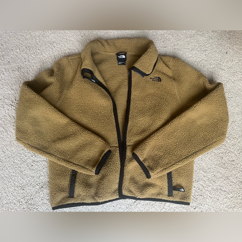 North Face Camel and Black Sherpa Jacket Zip Up